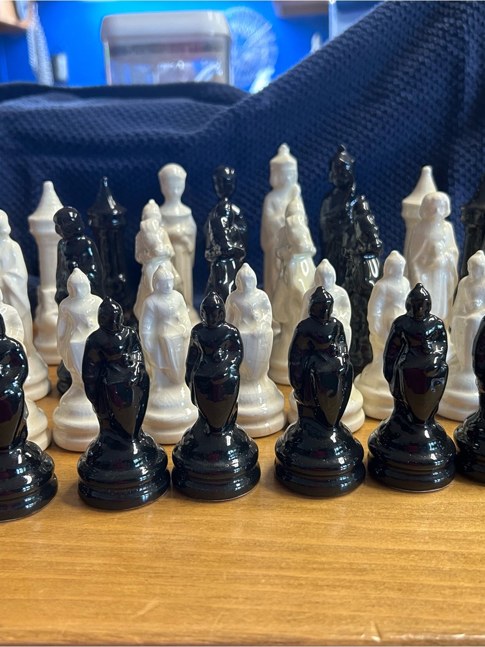Classic Ceramic Chess Piece Set – Black and White